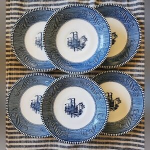 Currier and Ives Steamboat 6" Saucer set of 6